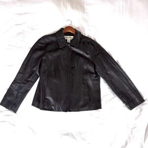 Eddie Bauer Sleek Black Leather Jacket